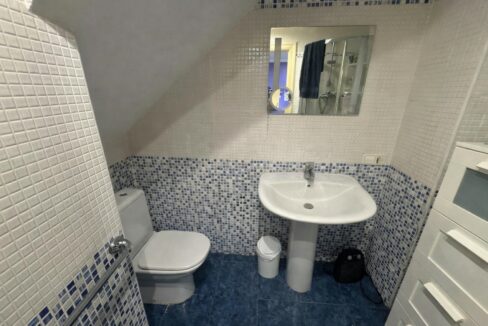 Baño pequeño con azulejos mosaico