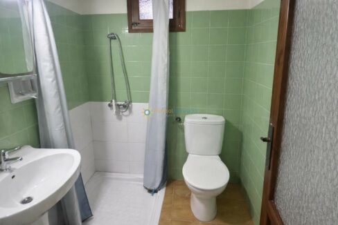 Baño pequeño y moderno en tonos verdes