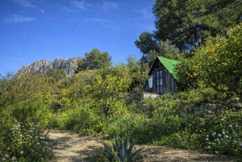 Cabaña en la ladera soleada