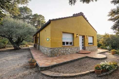 Casa mediterránea en un bosque tranquilo