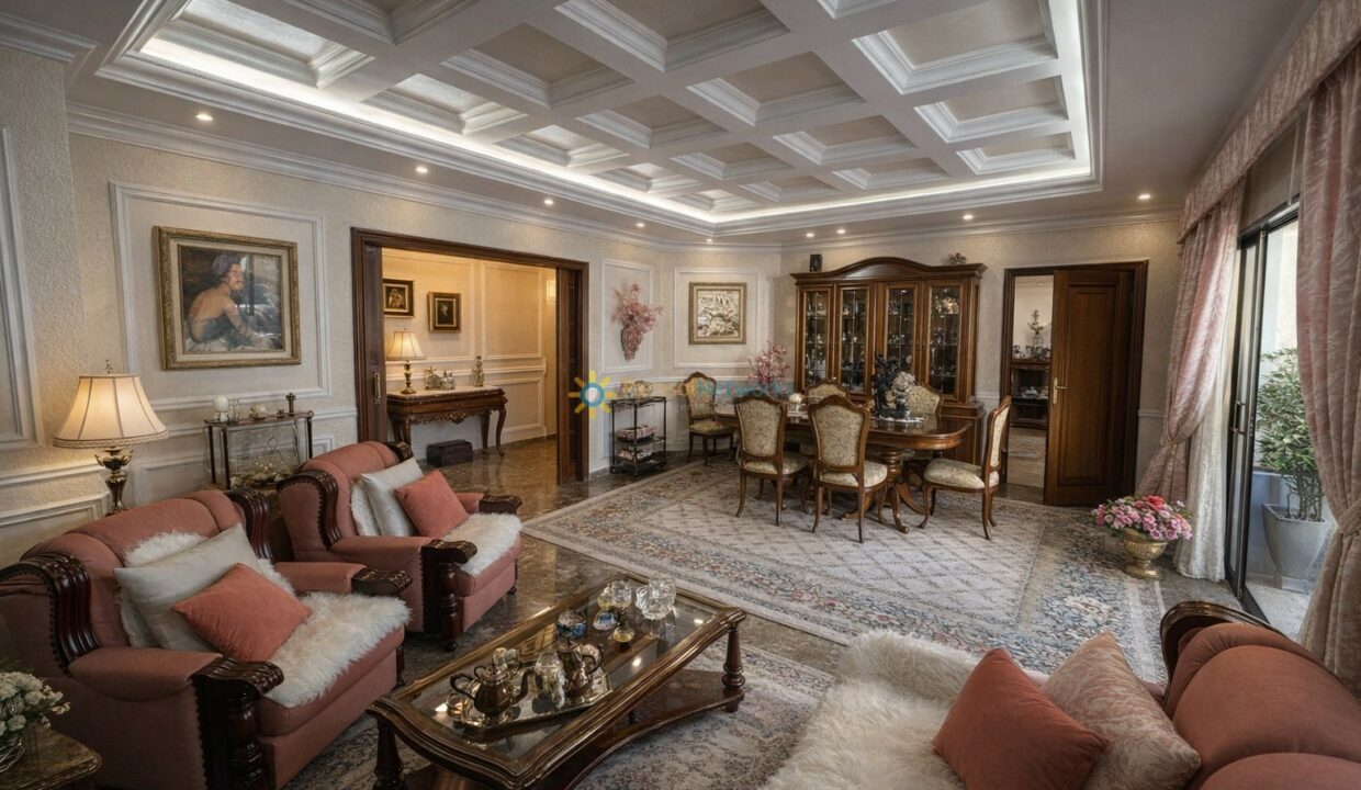 Elegante salón y comedor de lujo