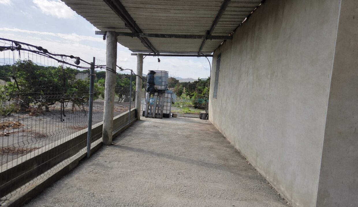 Espacio abierto bajo techo metálico