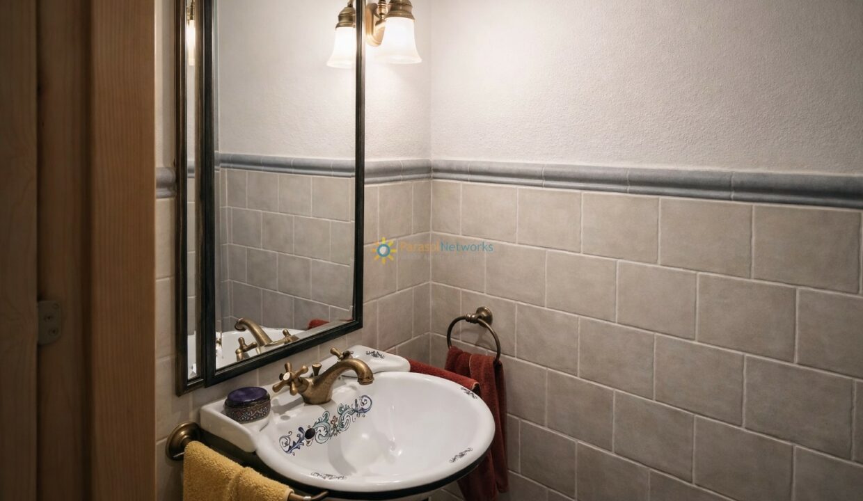 Esquina de baño con detalles vintage