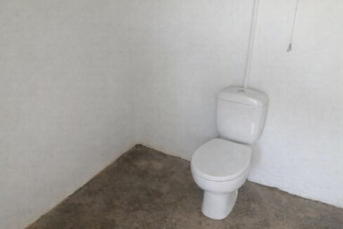 Esquina minimalista con inodoro blanco