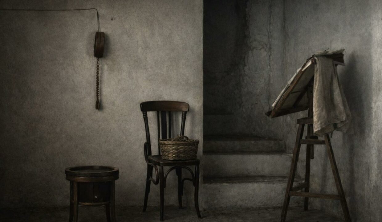 Esquina sombría de una habitación antigua