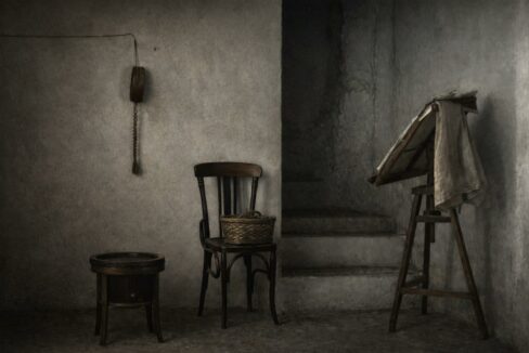 Esquina sombría de una habitación antigua