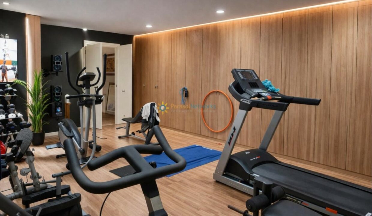 Gimnasio moderno y luminoso en casa