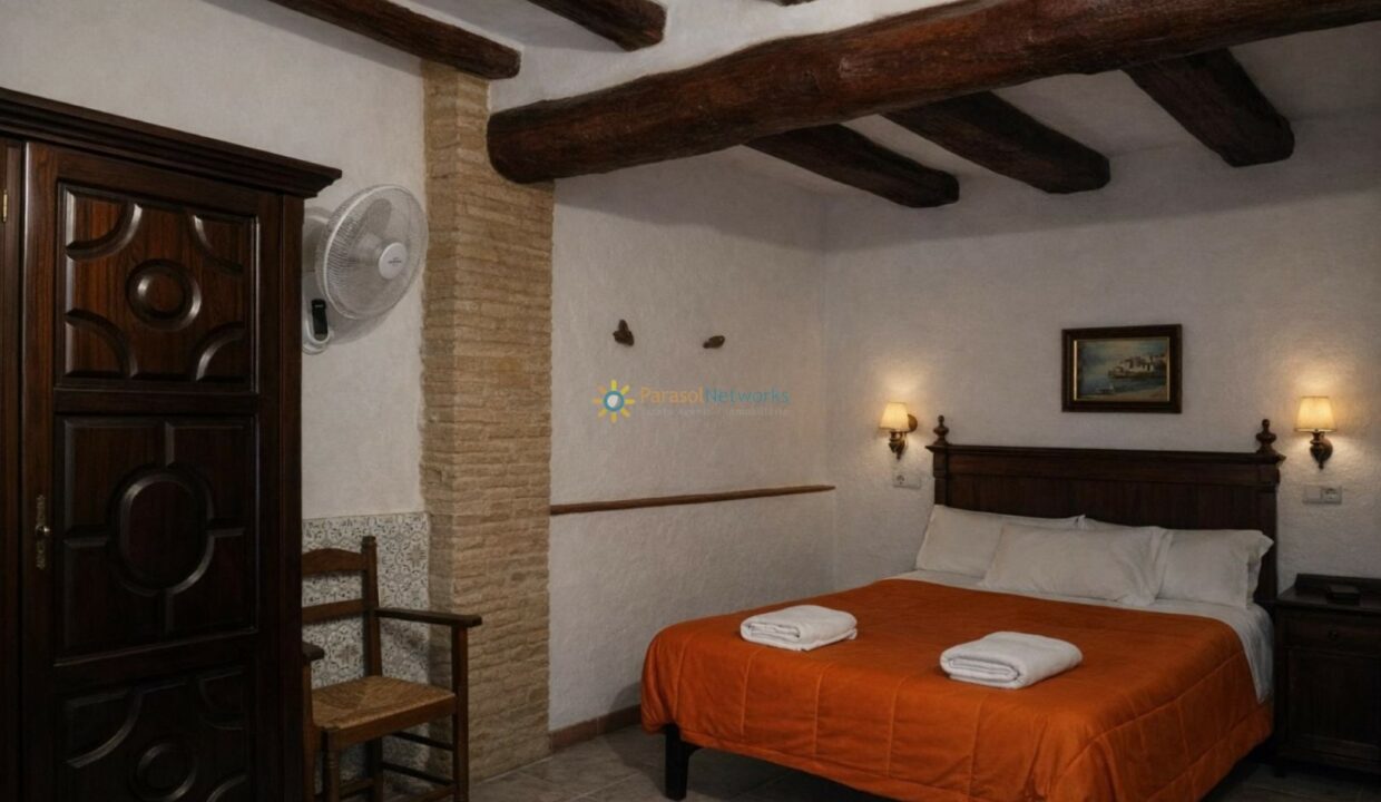 Habitación rústica con madera oscura