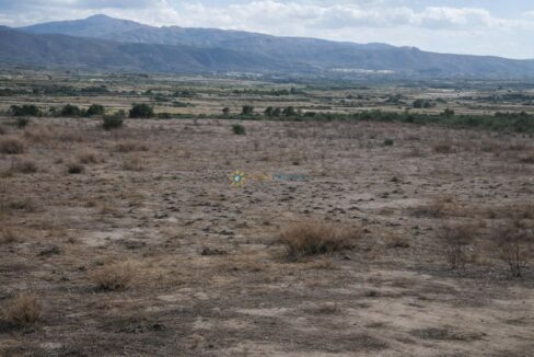 Paisaje árido con montaña y valle