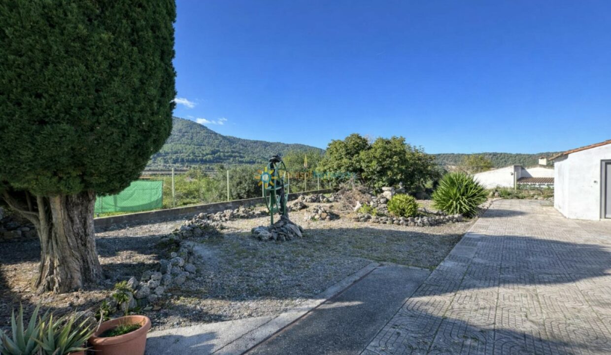 Paisaje campestre con bomba de agua