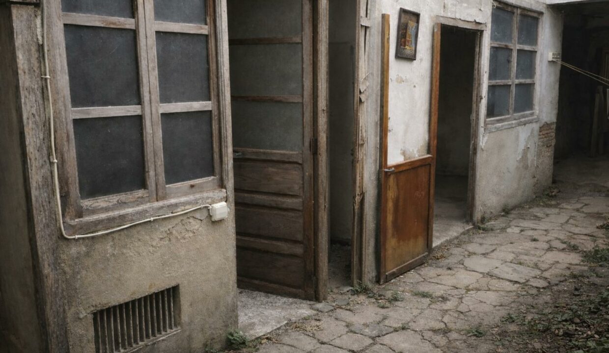 Pasillo antiguo entre edificios residenciales