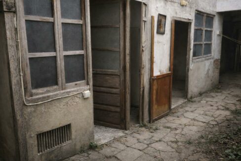 Pasillo antiguo entre edificios residenciales