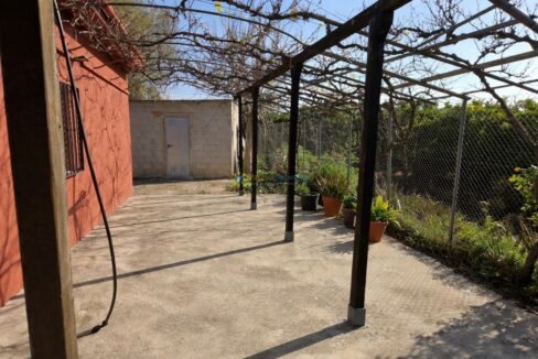 Patio limpio bajo el sol brillante