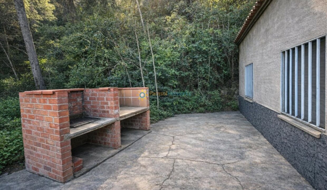 Patio rústico en el bosque