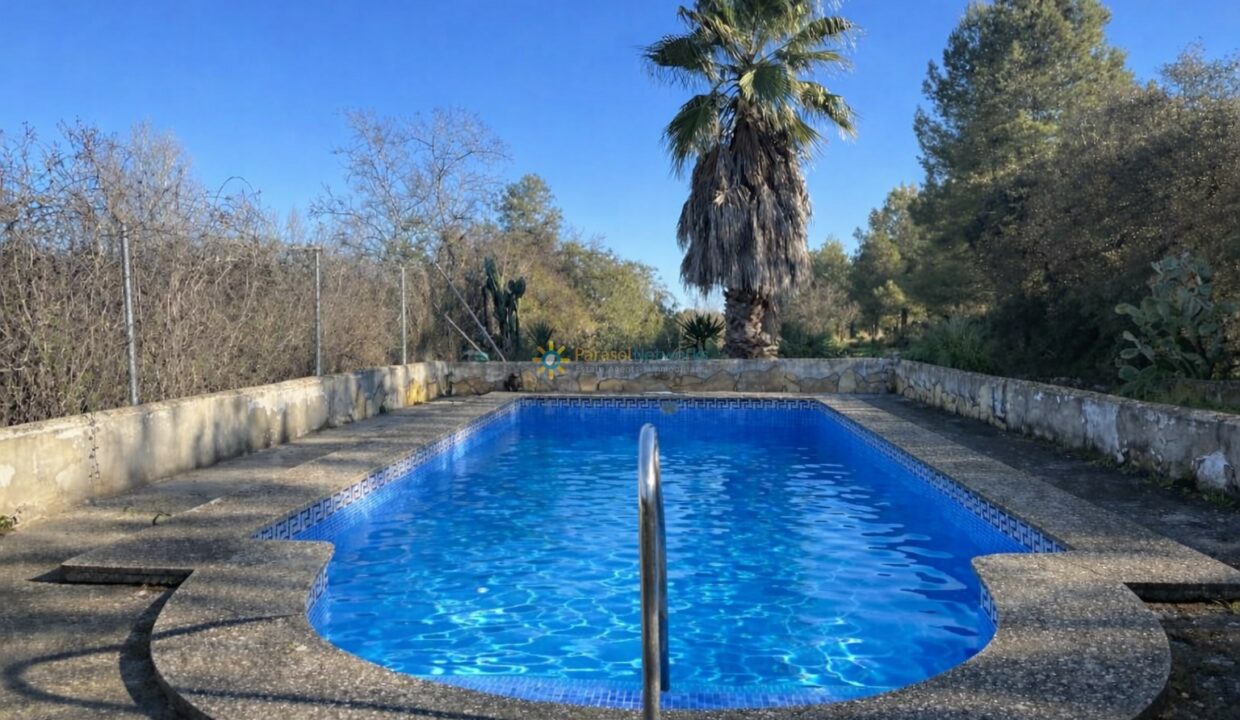 Piscina rodeada de naturaleza serena