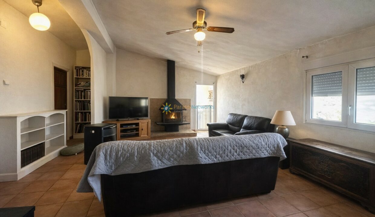 Sala de estar rústica y acogedora