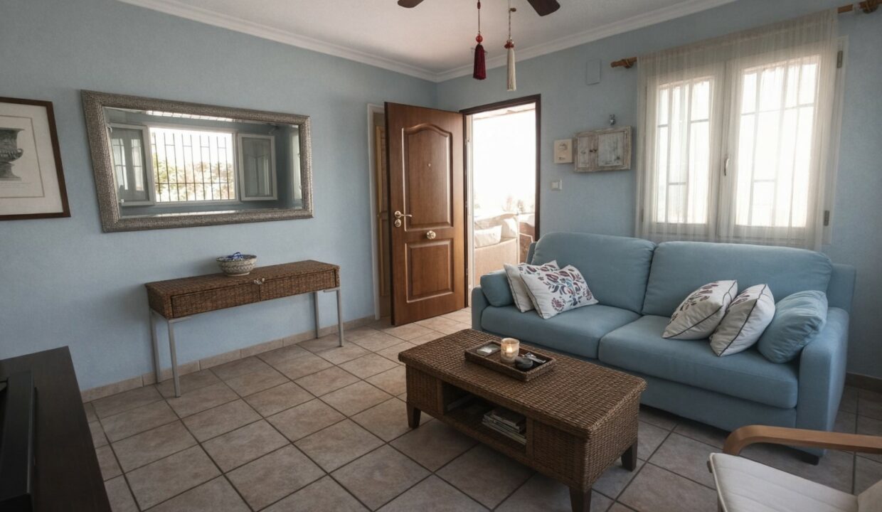 Sala mediterránea con luz natural