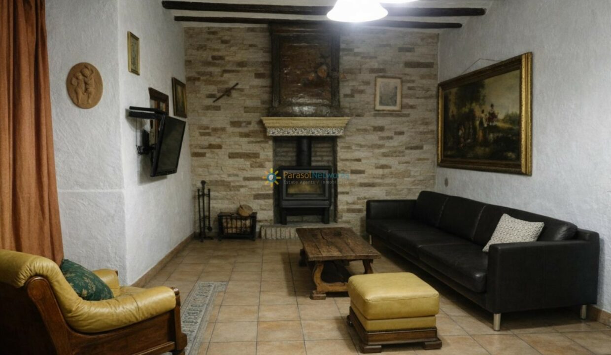 Sala rústica con toques modernos