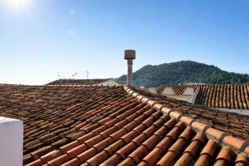 Tejas de terracota y colinas verdes