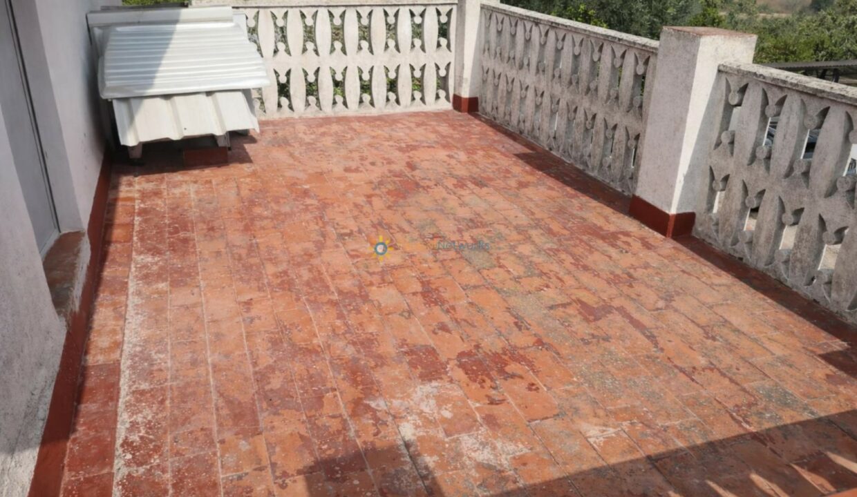 Terraza con balustradas y viñedos